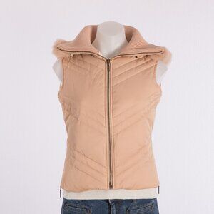 Bebe Peach Quilted Puffer Vest with Rabbit Fur Trim Size US XS